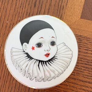 Vintage Porcelain Black and White Pierrot Trinket box